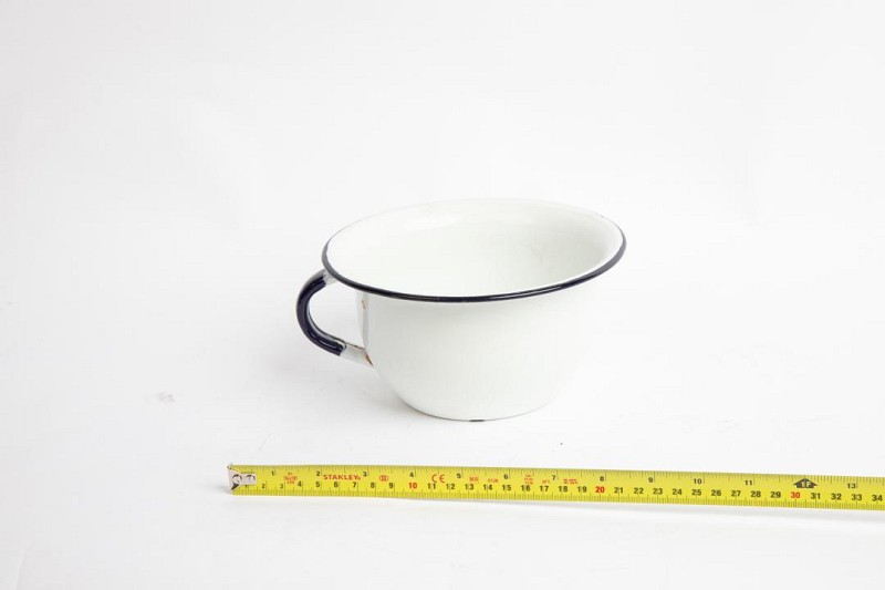 Chamber Pot in Enamel White and Blue